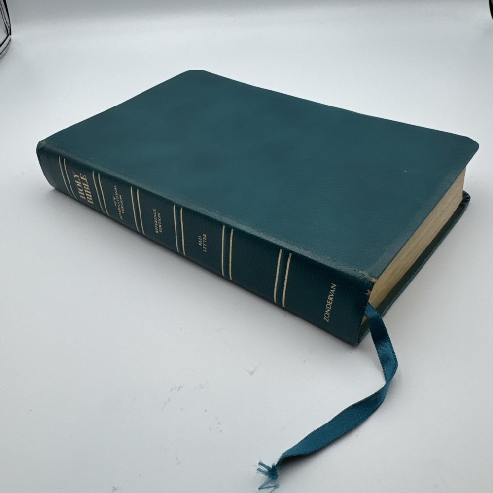 NIV Study Bible Bonded Leather Red Letter Edition Zondervan 1988 Index Tabs Teal